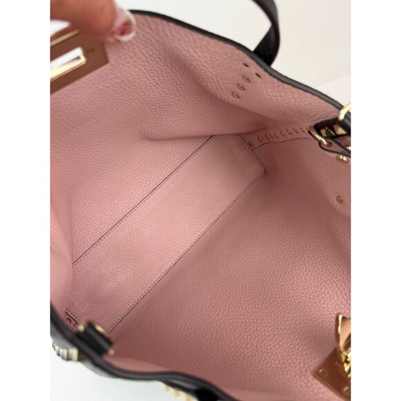 Valentino Giaravani Rockstud Small Black Leather Tote Bag - Picture 8 of 12